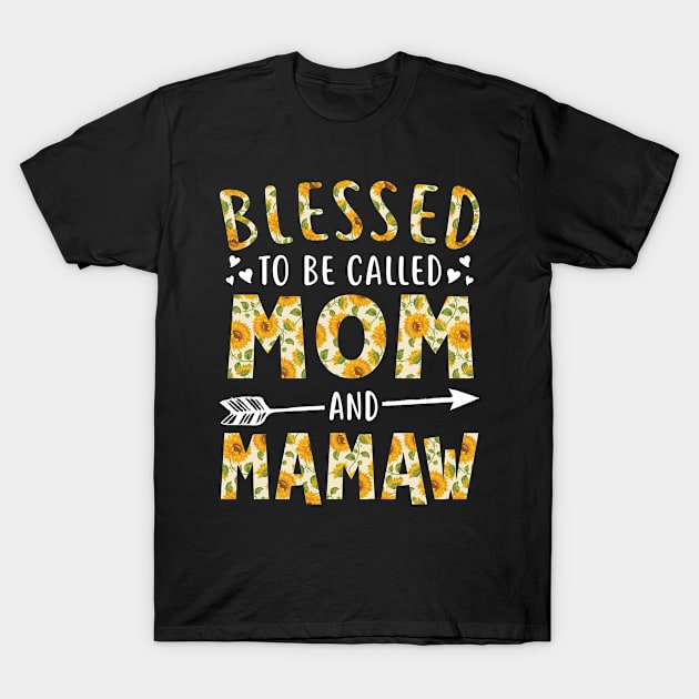 Blessed to Be Called Mom and Mamaw Sunflower Christmas T-Shirt by calvinglory04